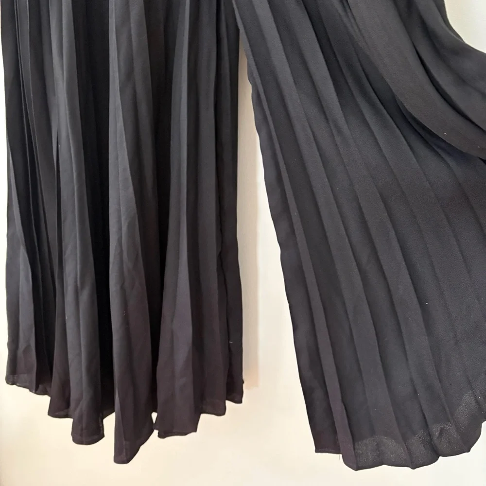 Vintage 1960s Franklin Simon New York Black Pleated Palazzo Wide Leg Pants - Picture 2 of 9